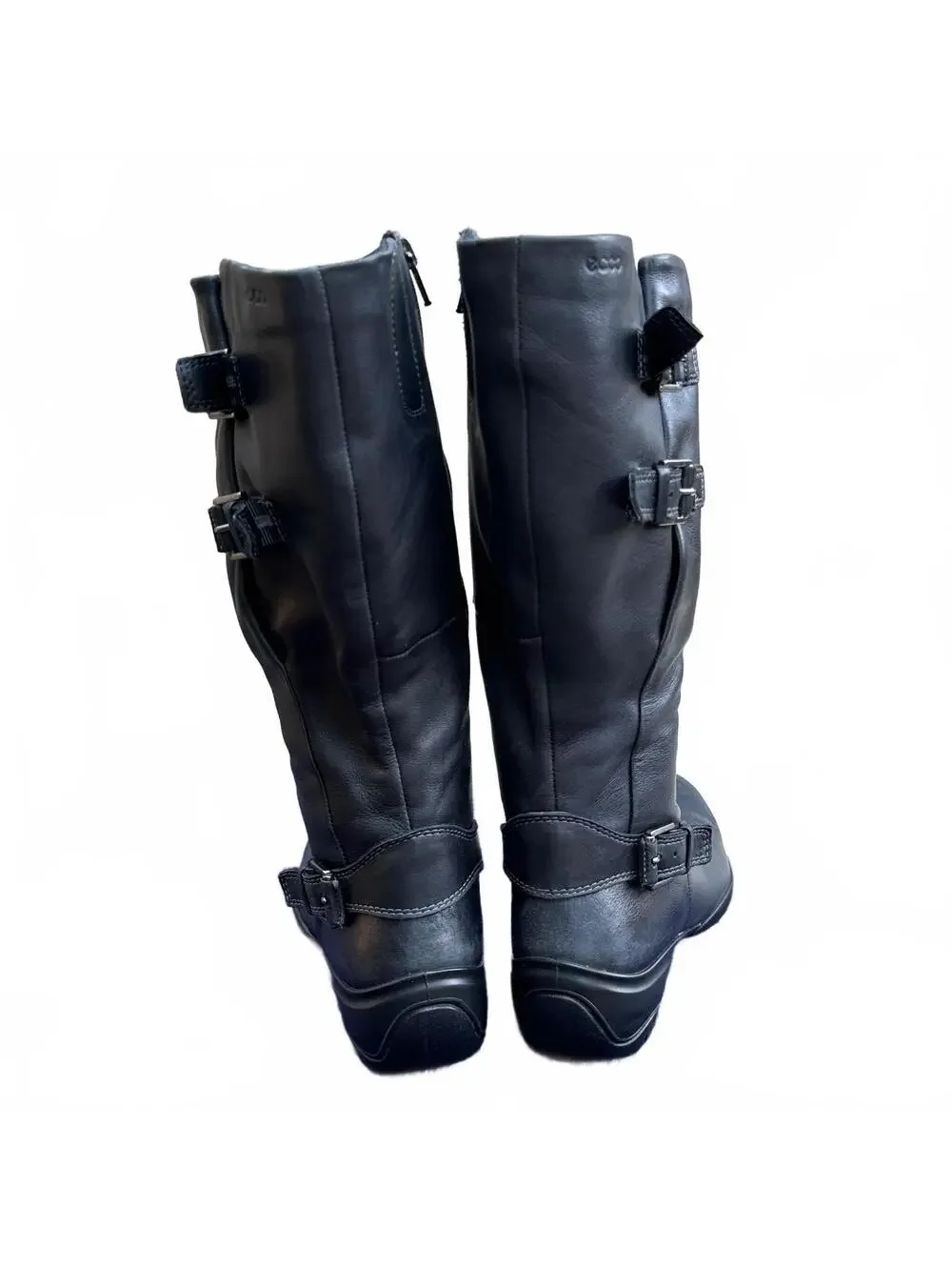 ECCO Nubuck Leather Boots Goretex Side Zip Buckle Details Sz 37 US 6.5 - 7